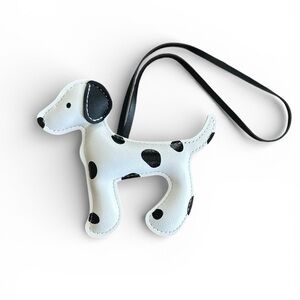 🐾 Dalmatian Dog Bag Charm – White Leather Novelty Handbag Accessory